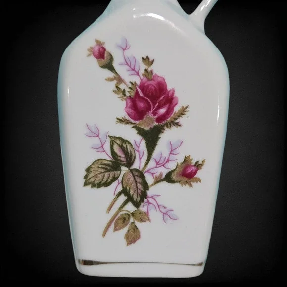 1950s Vintage Porcelain Decanter Floral Gold Trim Cork Stopper Mid-Century Cruet - Picture 3 of 16